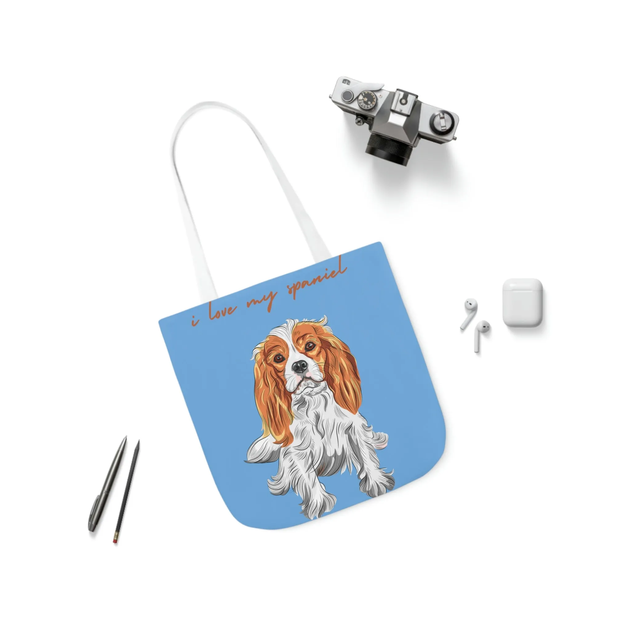 I love my Spaniel Dog POD Polyester Canvas Tote Bag (AOP)