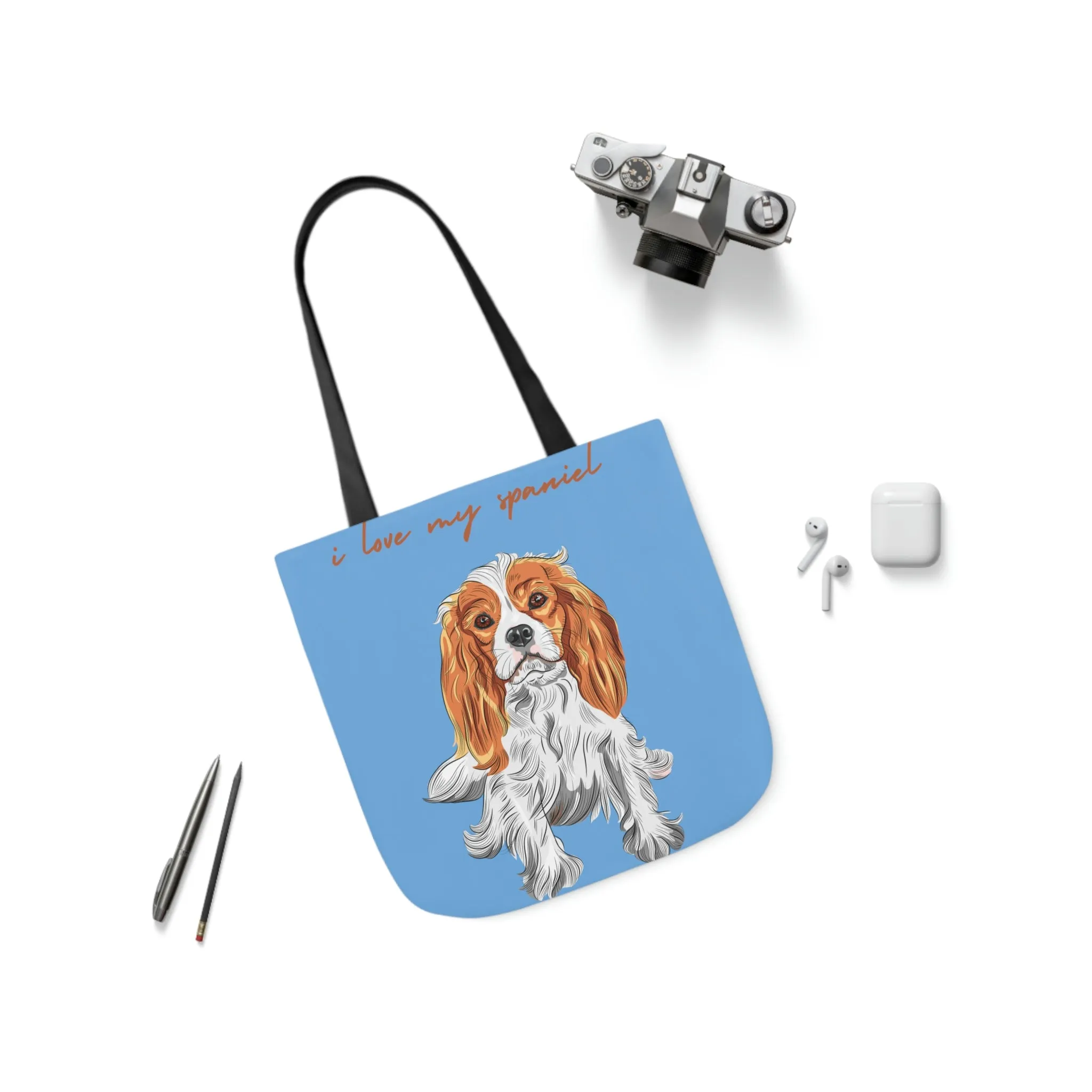 I love my Spaniel Dog POD Polyester Canvas Tote Bag (AOP)