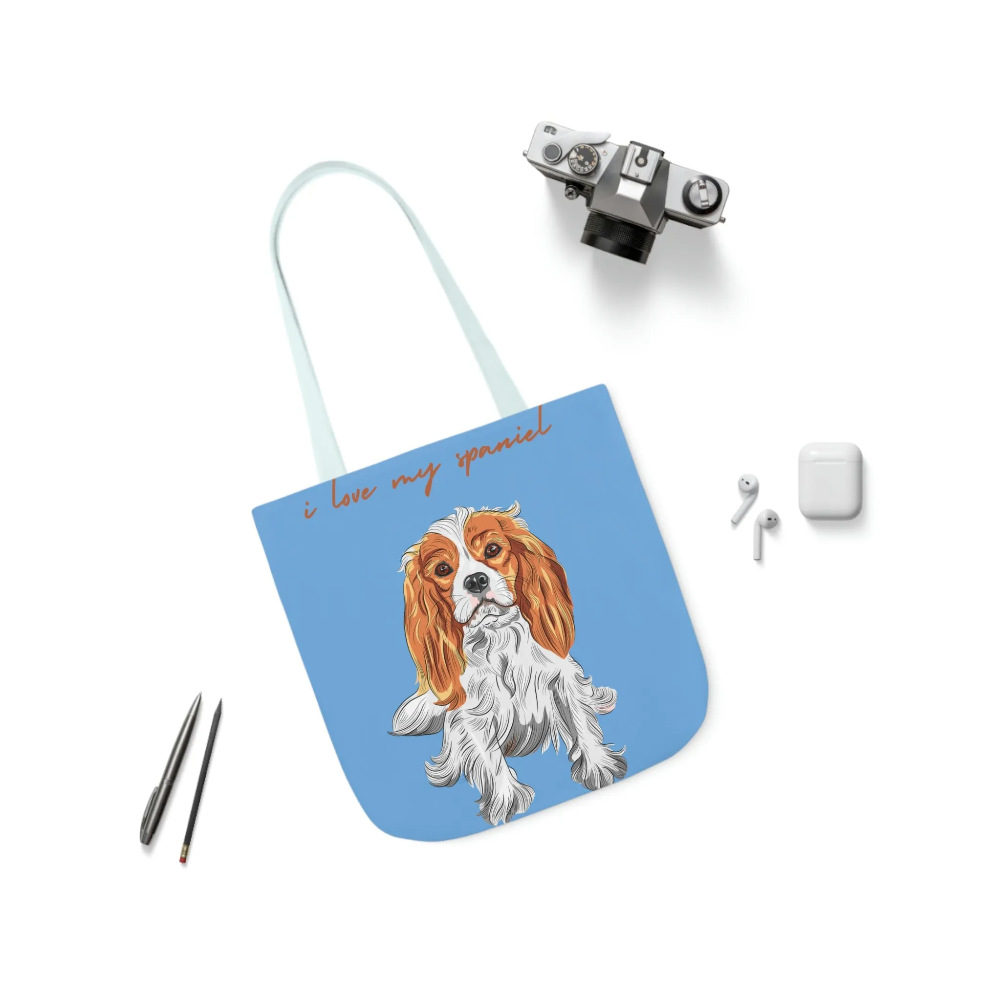 I love my Spaniel Dog POD Polyester Canvas Tote Bag (AOP)