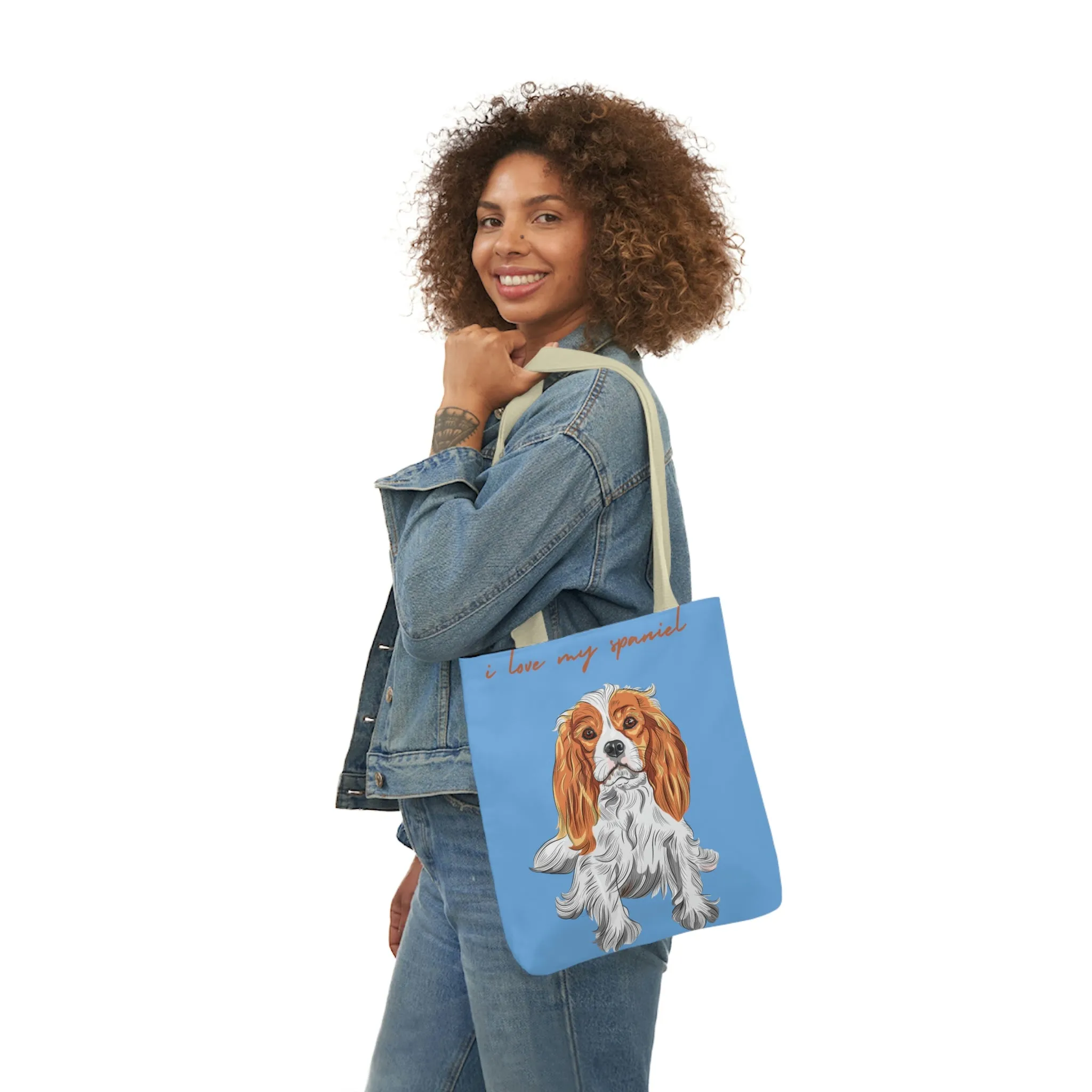 I love my Spaniel Dog POD Polyester Canvas Tote Bag (AOP)