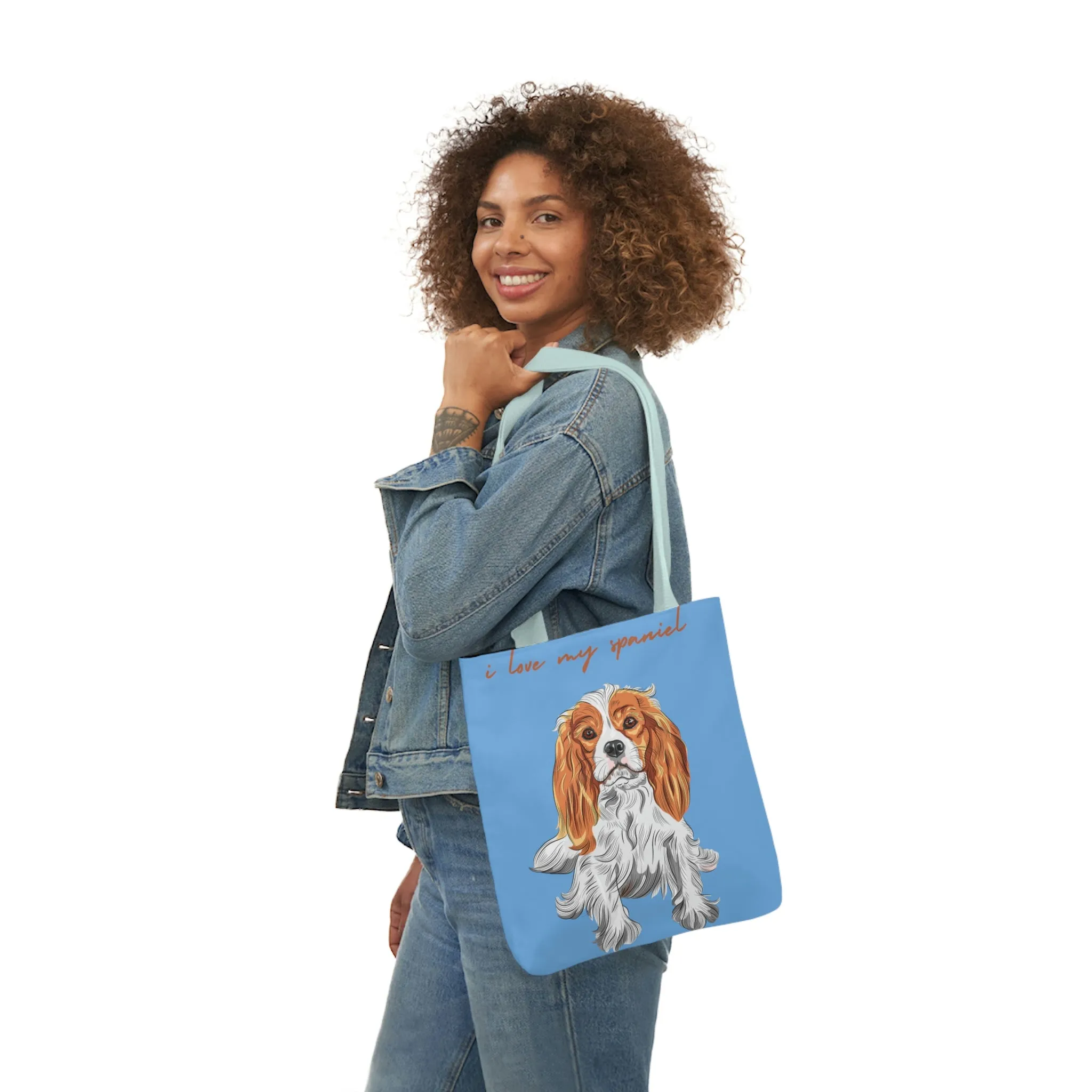 I love my Spaniel Dog POD Polyester Canvas Tote Bag (AOP)
