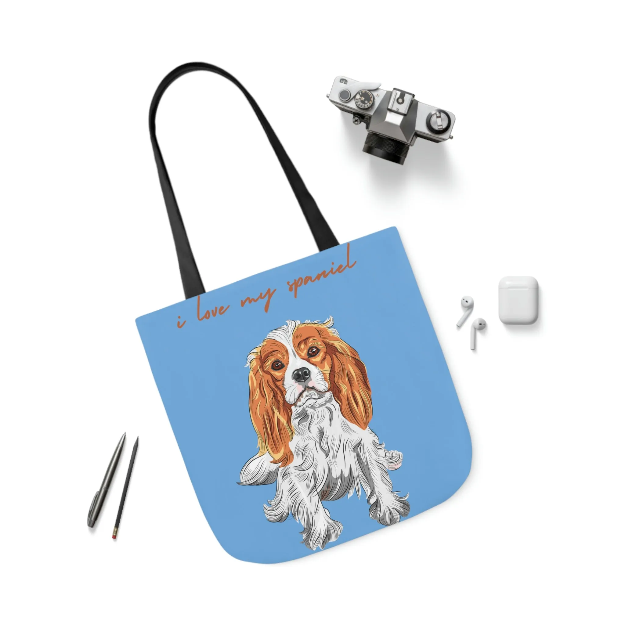 I love my Spaniel Dog POD Polyester Canvas Tote Bag (AOP)
