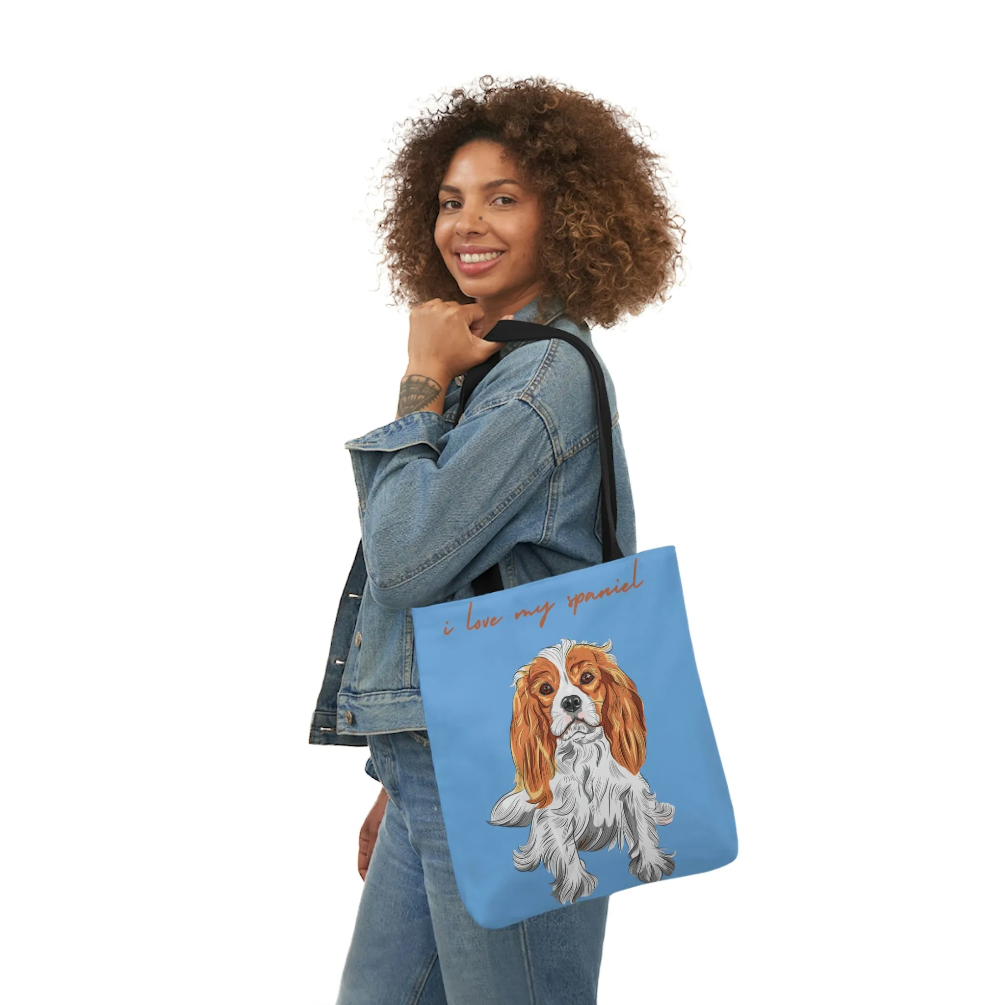 I love my Spaniel Dog POD Polyester Canvas Tote Bag (AOP)