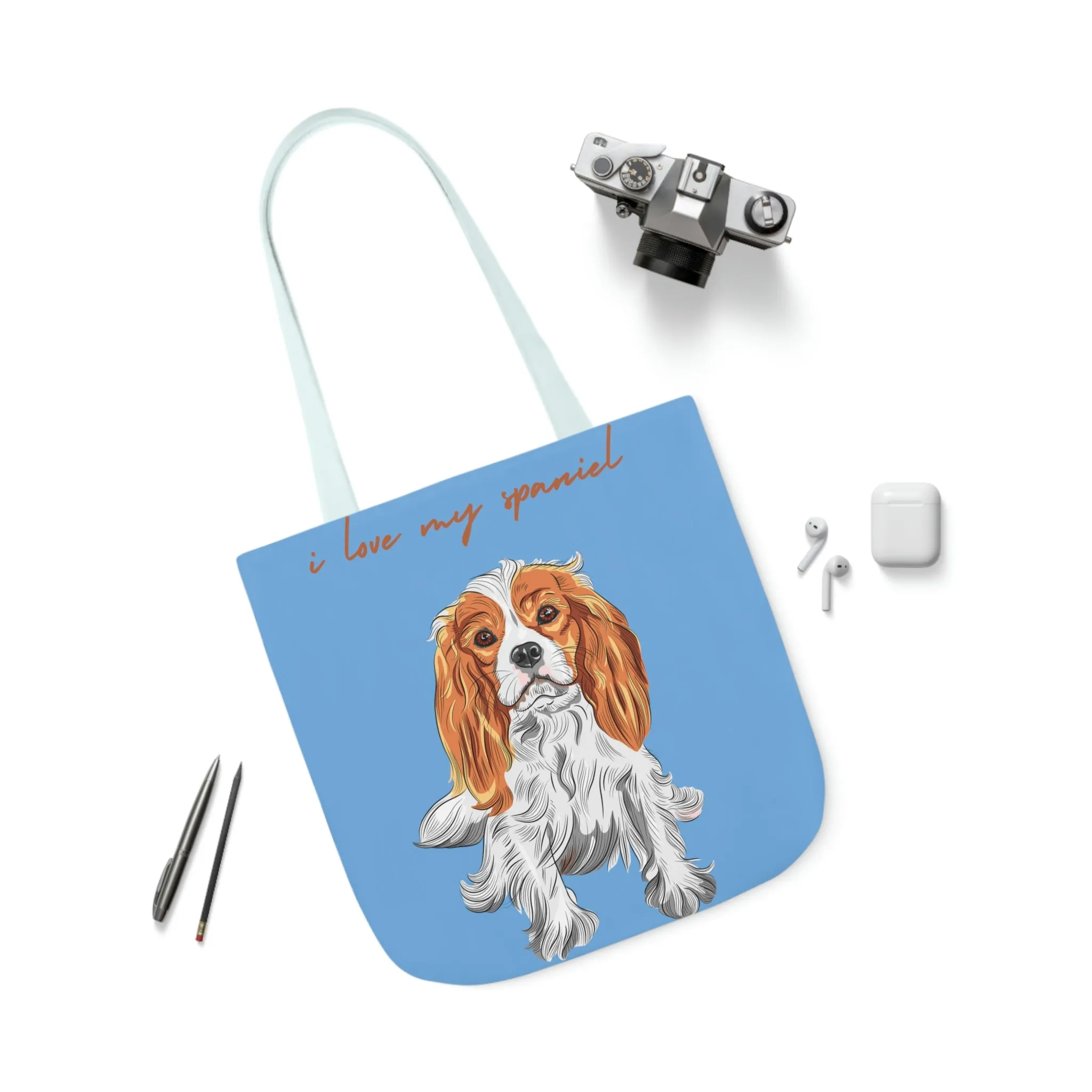 I love my Spaniel Dog POD Polyester Canvas Tote Bag (AOP)