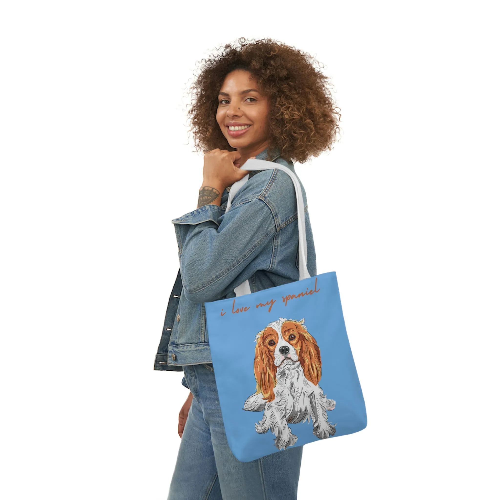 I love my Spaniel Dog POD Polyester Canvas Tote Bag (AOP)