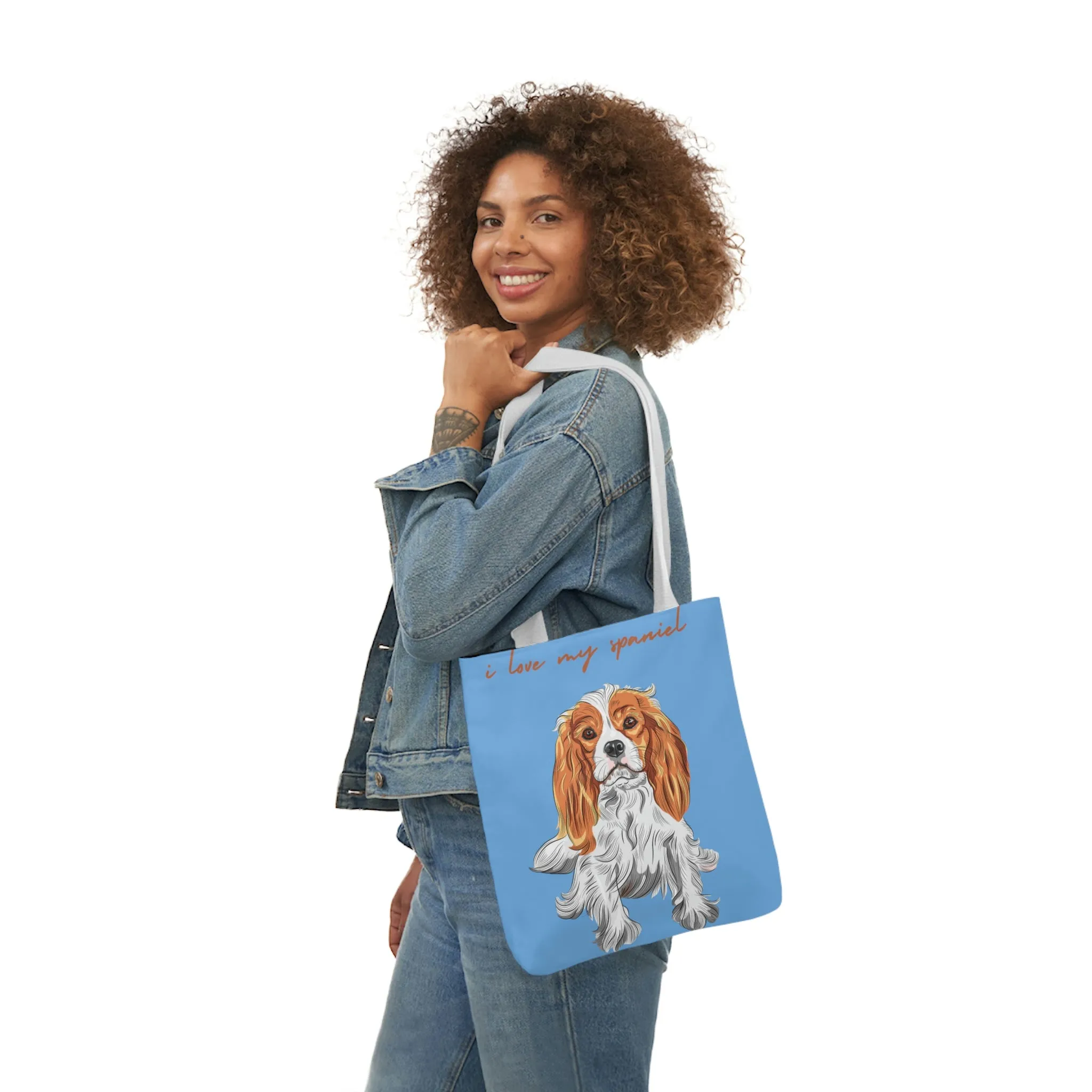 I love my Spaniel Dog POD Polyester Canvas Tote Bag (AOP)