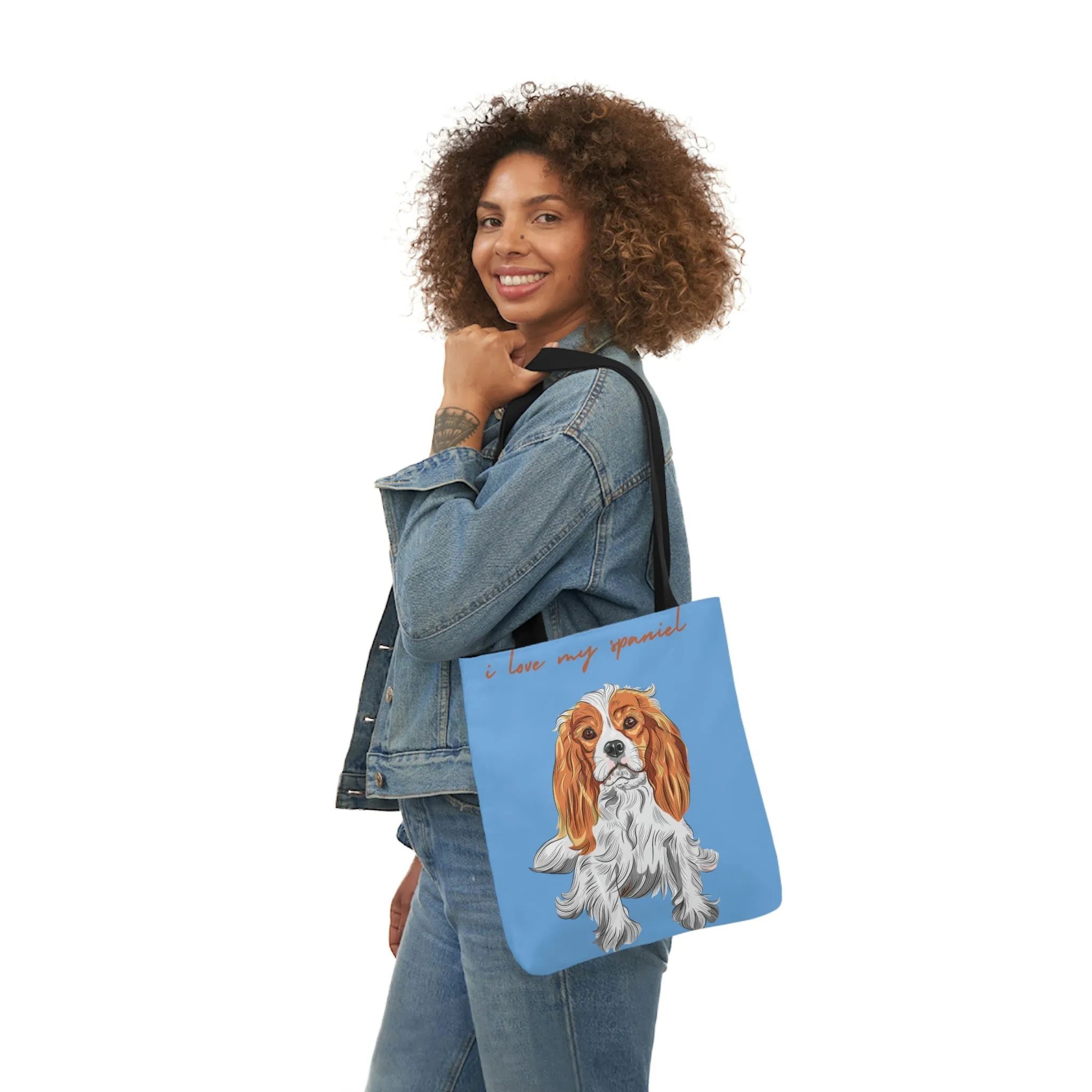 I love my Spaniel Dog POD Polyester Canvas Tote Bag (AOP)