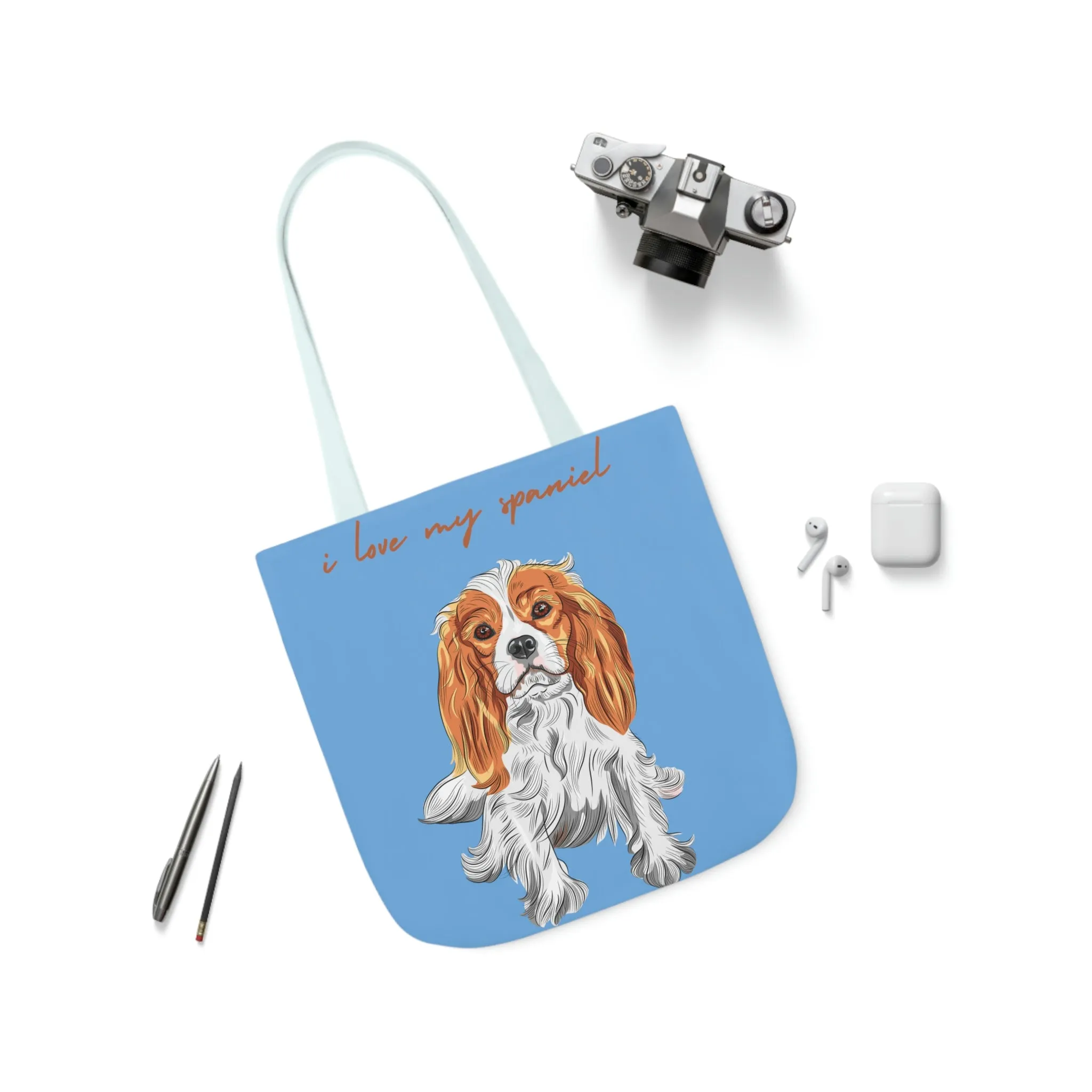 I love my Spaniel Dog POD Polyester Canvas Tote Bag (AOP)