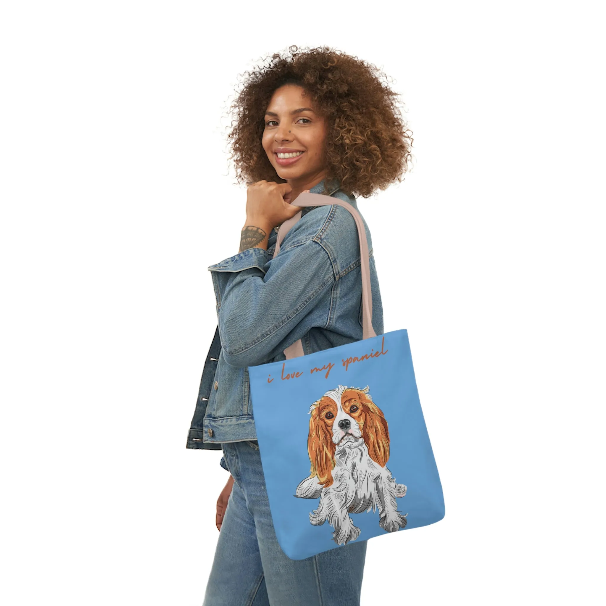I love my Spaniel Dog POD Polyester Canvas Tote Bag (AOP)