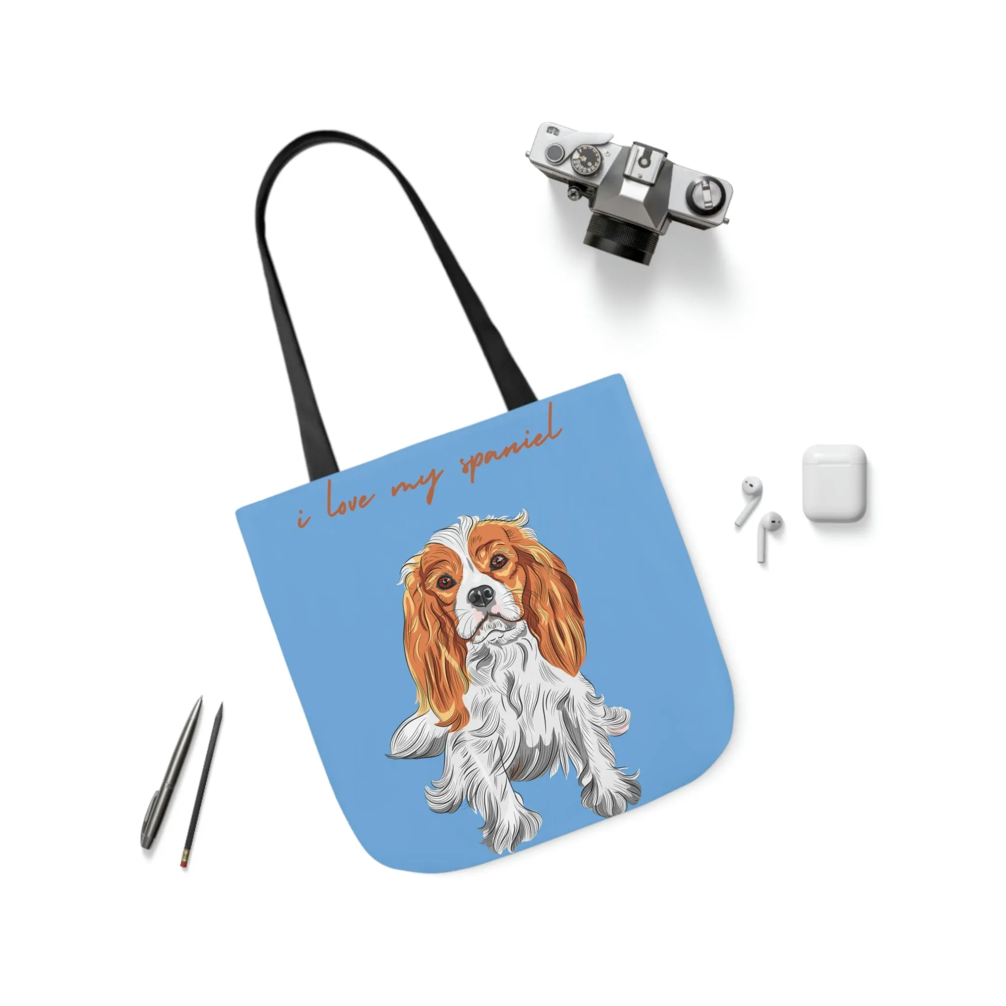 I love my Spaniel Dog POD Polyester Canvas Tote Bag (AOP)
