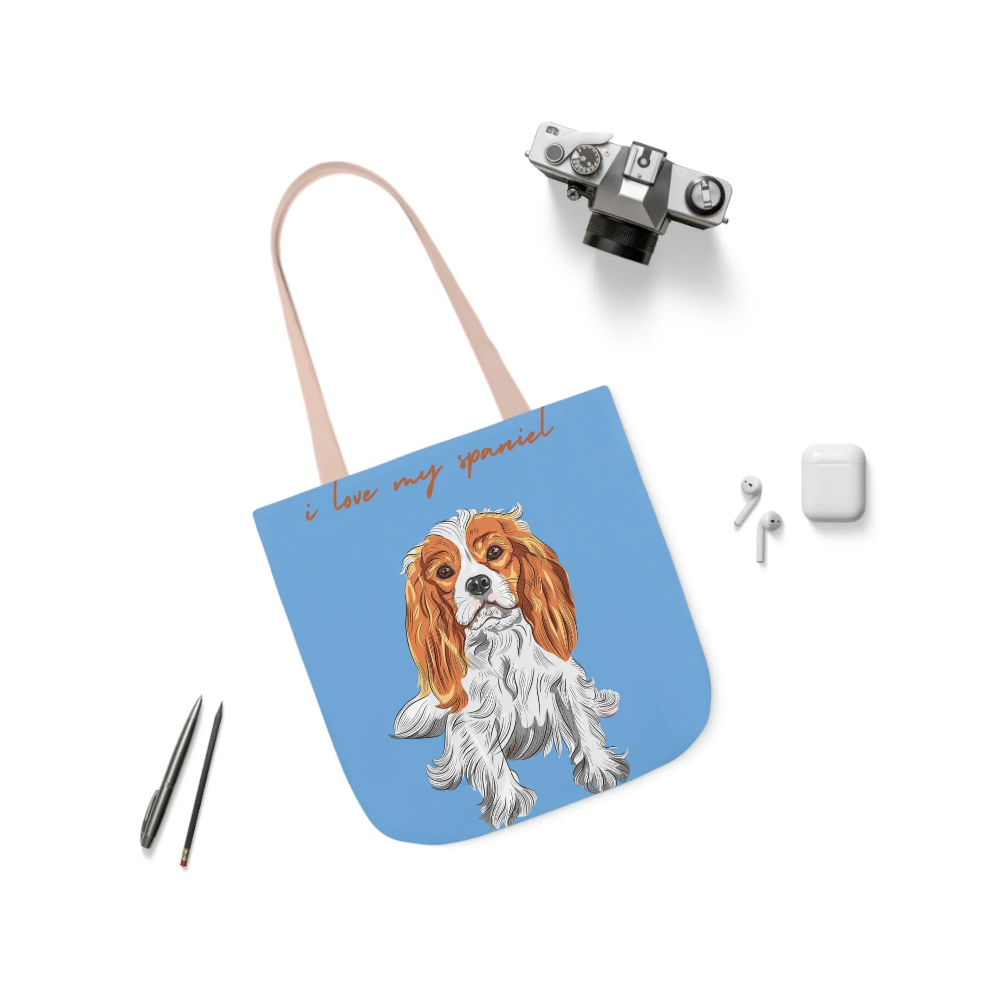 I love my Spaniel Dog POD Polyester Canvas Tote Bag (AOP)