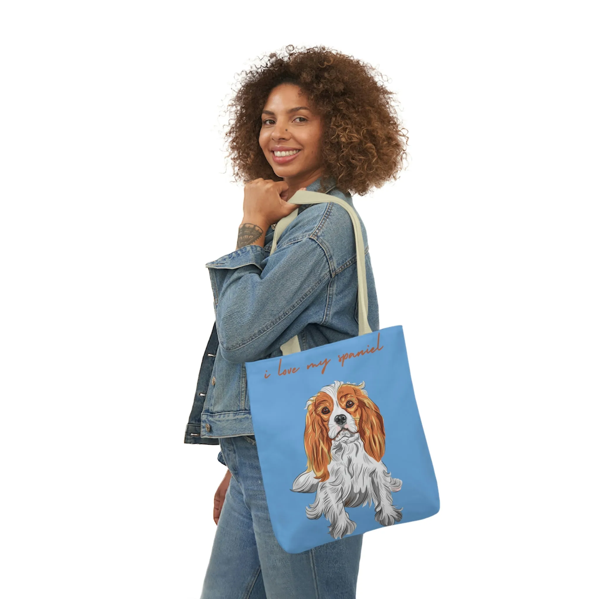 I love my Spaniel Dog POD Polyester Canvas Tote Bag (AOP)