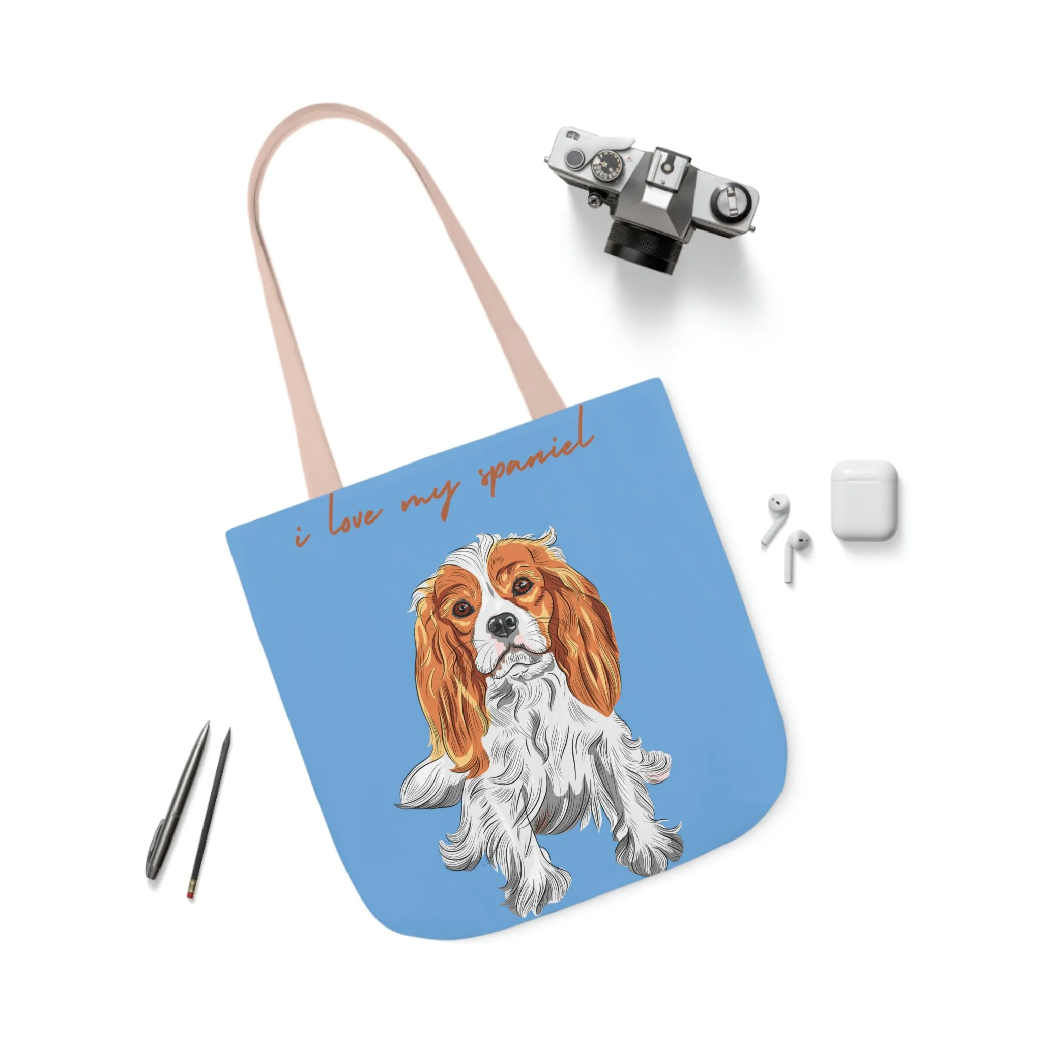 I love my Spaniel Dog POD Polyester Canvas Tote Bag (AOP)