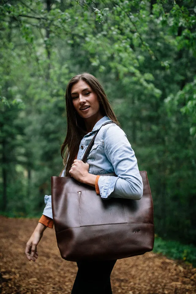 Juneau Leather Tote w/ Pocket
