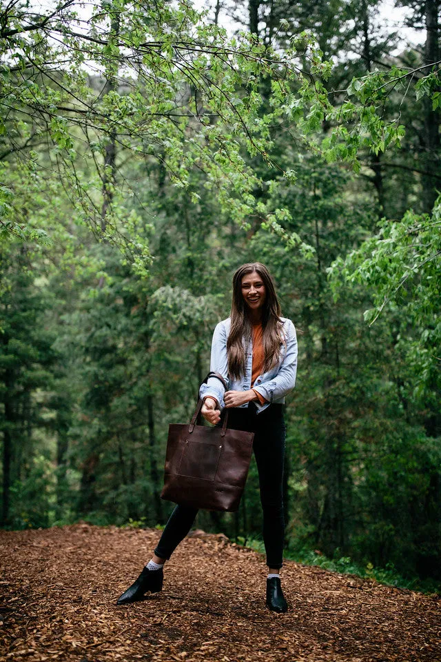Juneau Leather Tote w/ Pocket