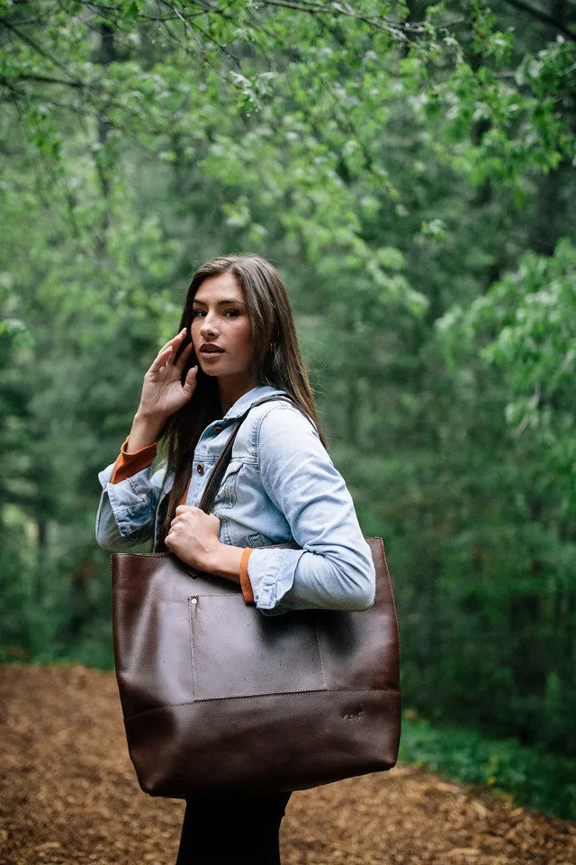 Juneau Leather Tote w/ Pocket