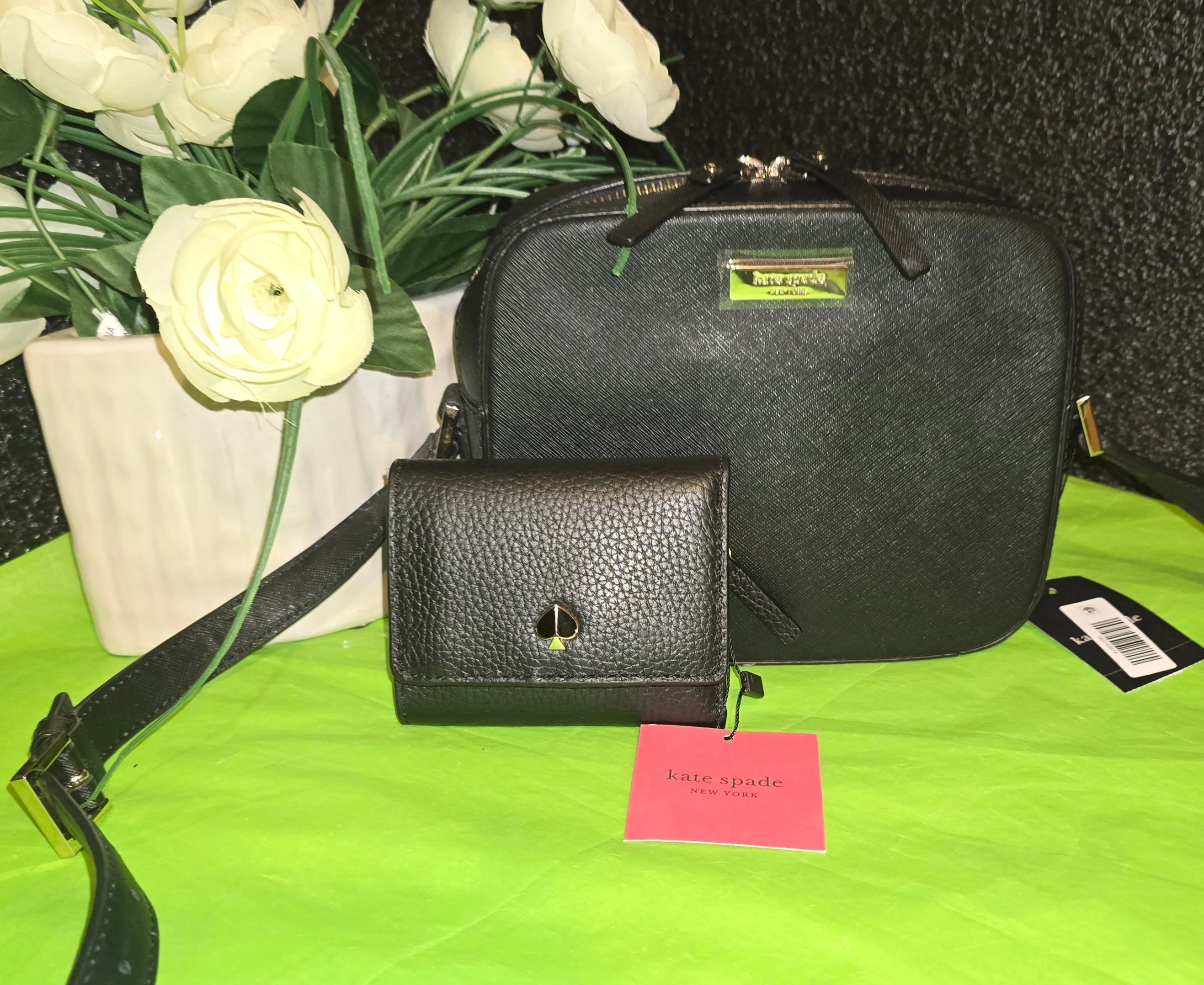 Kate Spade Staci Saffiano Leather Camera Bag Crossbody Shoulderbag with Wallet
