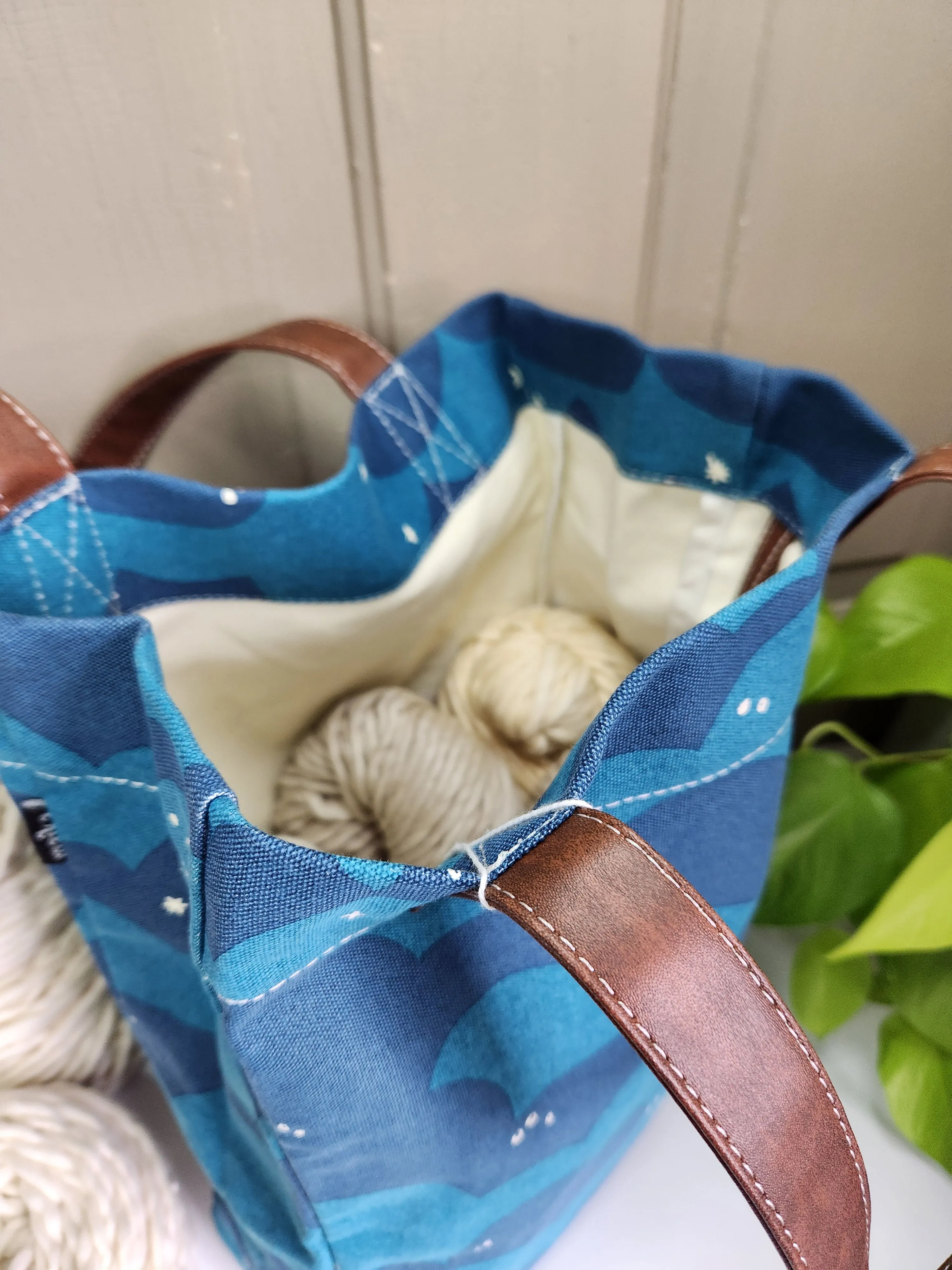 Knitting Project Bag, Market Tote, Plaka