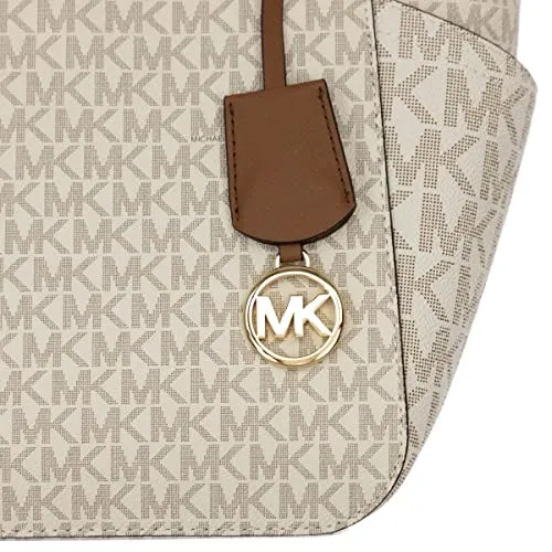 Michael Kors Jet Set Travel Large Chain Shoulder Tote Vanilla MK Signature Logo