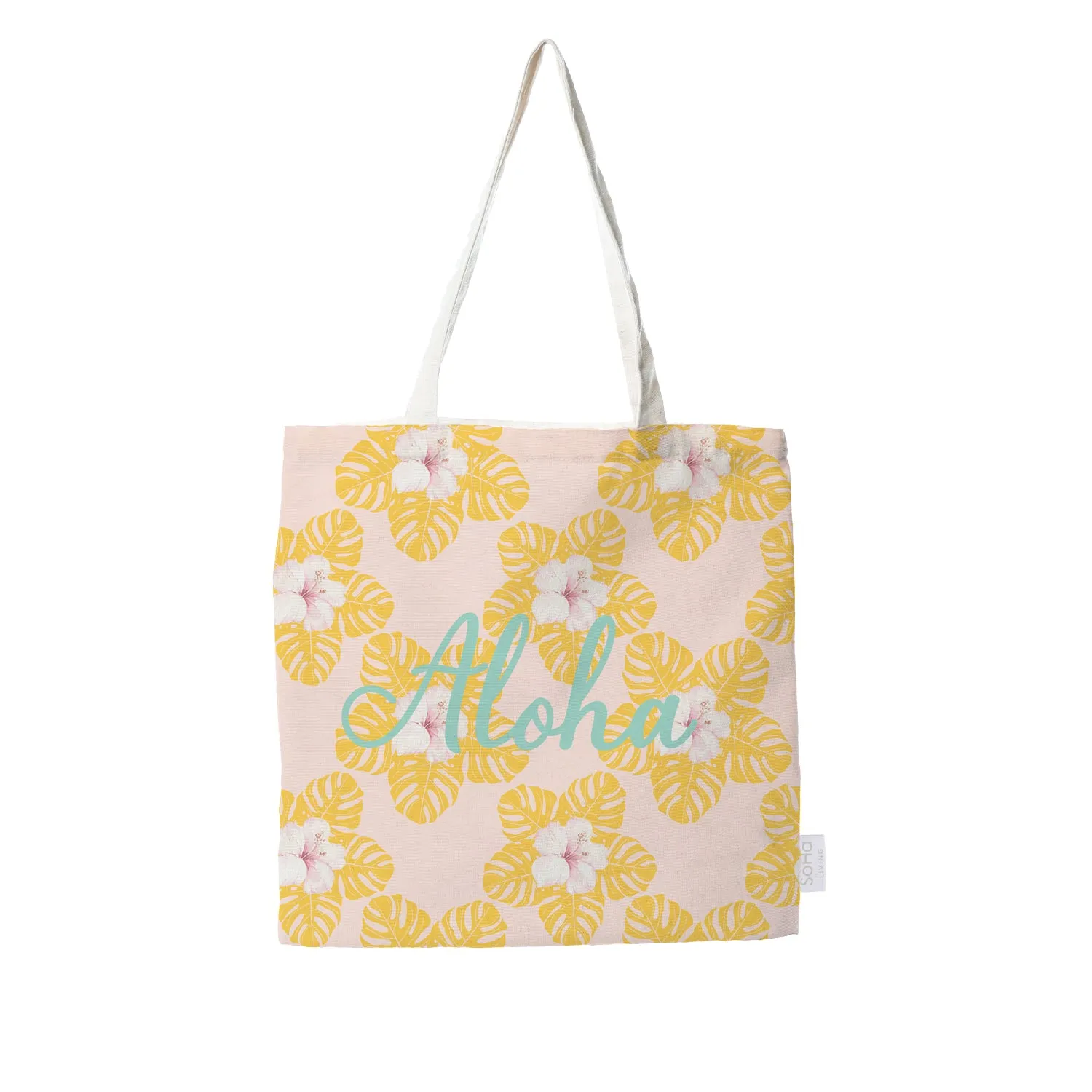 Monstera and Hibiscus Aloha Tote