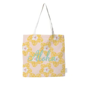 Monstera and Hibiscus Aloha Tote