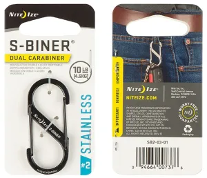 Nite Ize S-Biner Series SB2-03-01 Dual Carabiner, #2 Dia Ring, Stainless Steel, Black :CD: QUANTITY: 1