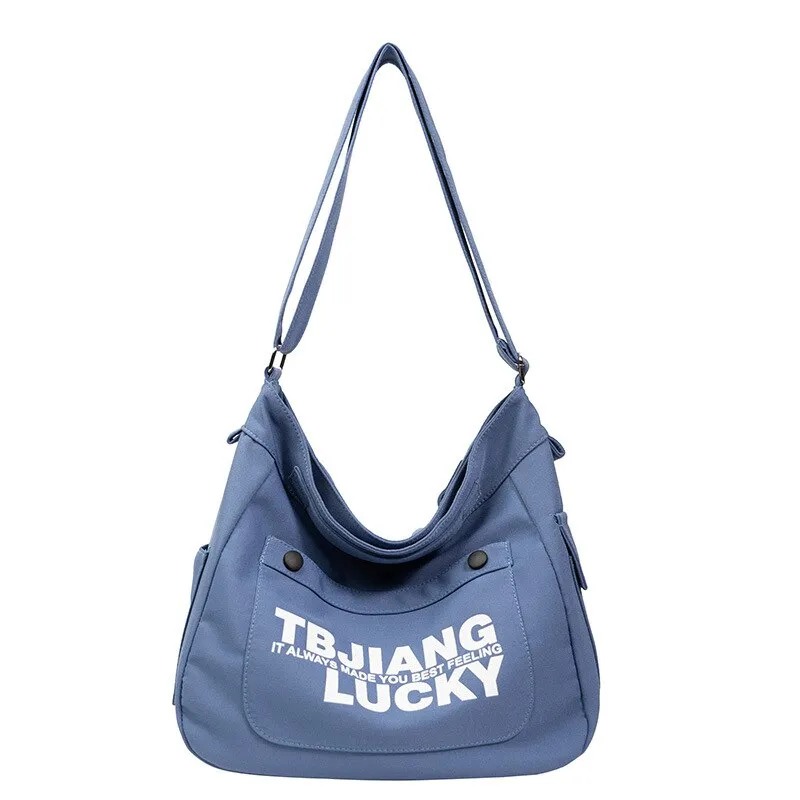 Purpdrank - Canvas Diagonal Crossbody Bags Youth Fashion Casual Version Ladies Large Capacity Shoulder Bag Solid Color Women Messenger Bag