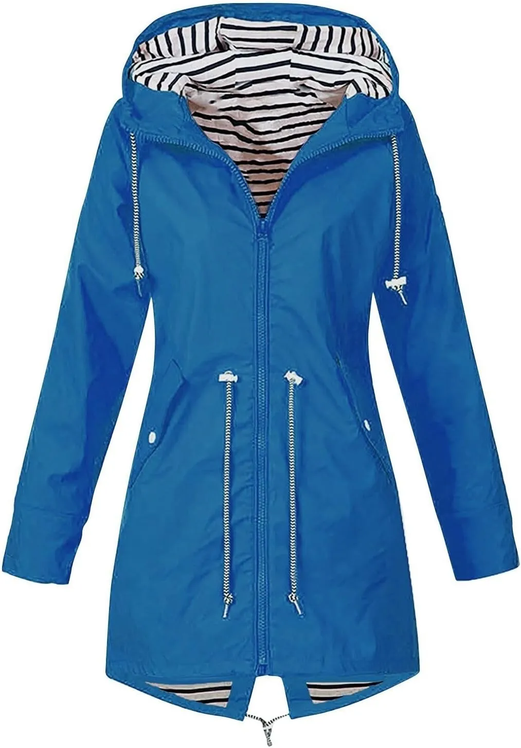 Rain Jacket Women 2024 Fall Lightweight Waterproof Zip Up Raincoat Windbreaker Outdoor Hooded Trench Coat