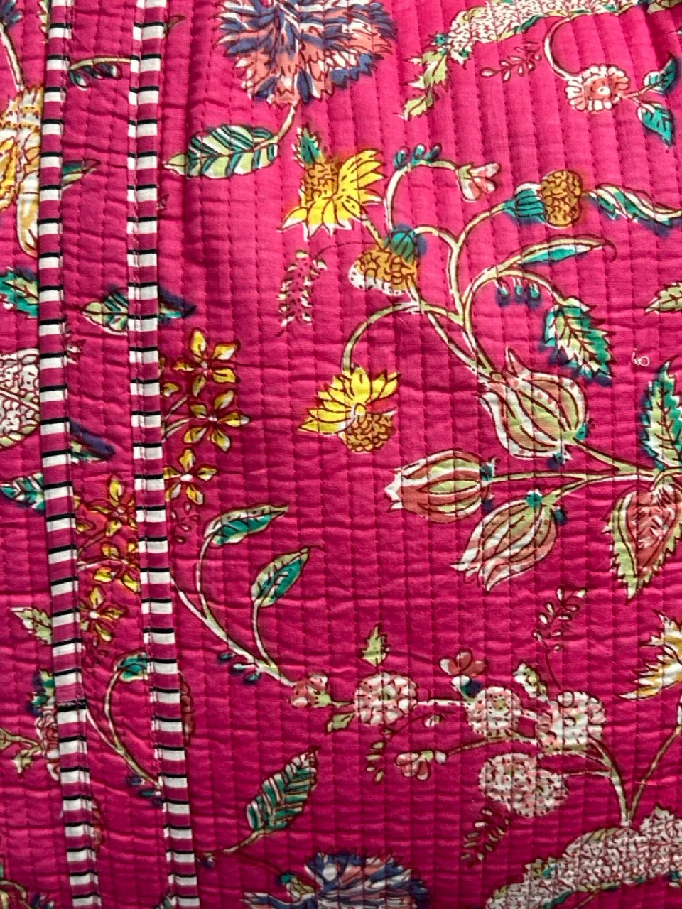Reversible Cotton Quilted Tote - Pink Garden Party