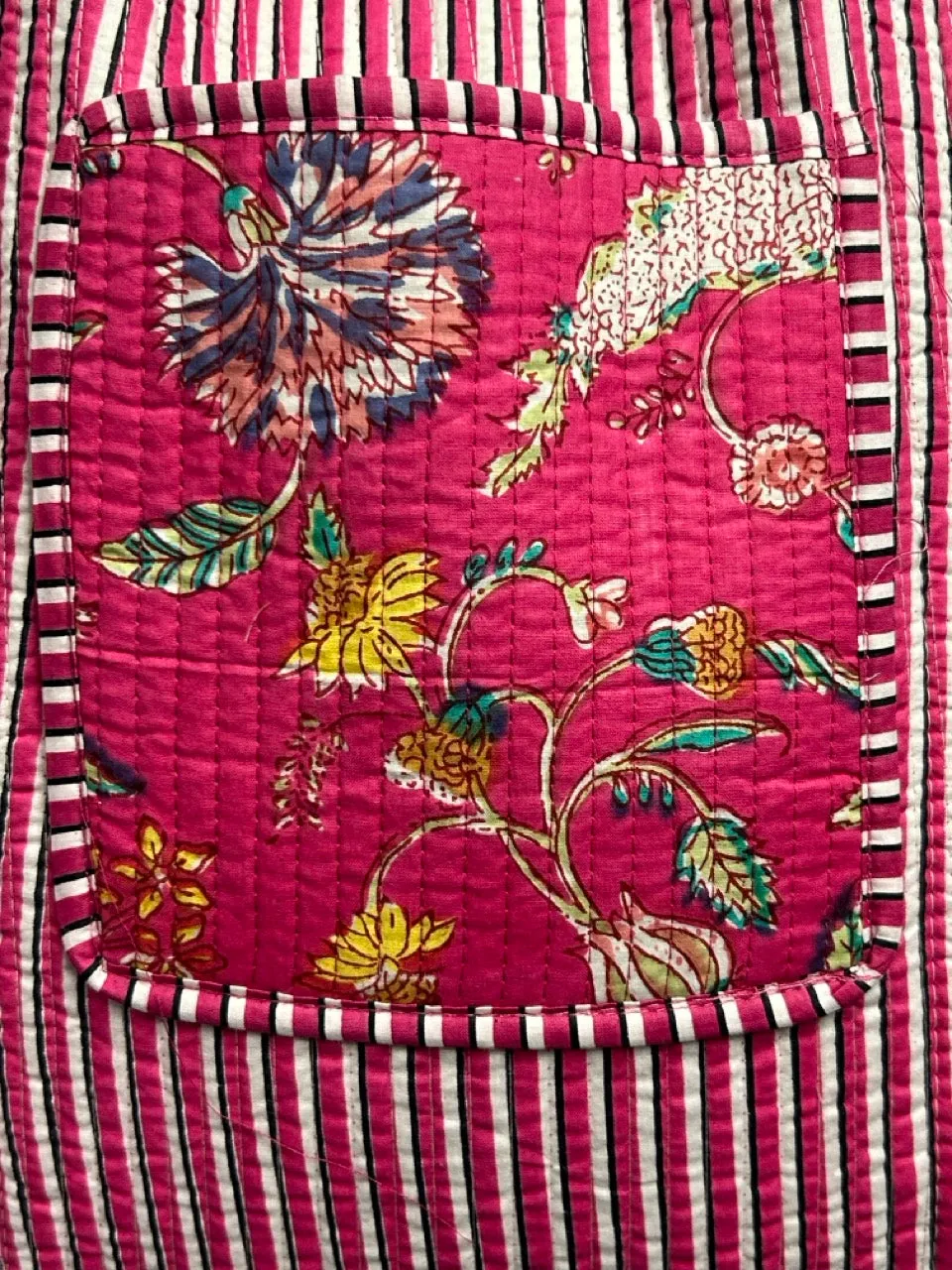 Reversible Cotton Quilted Tote - Pink Garden Party