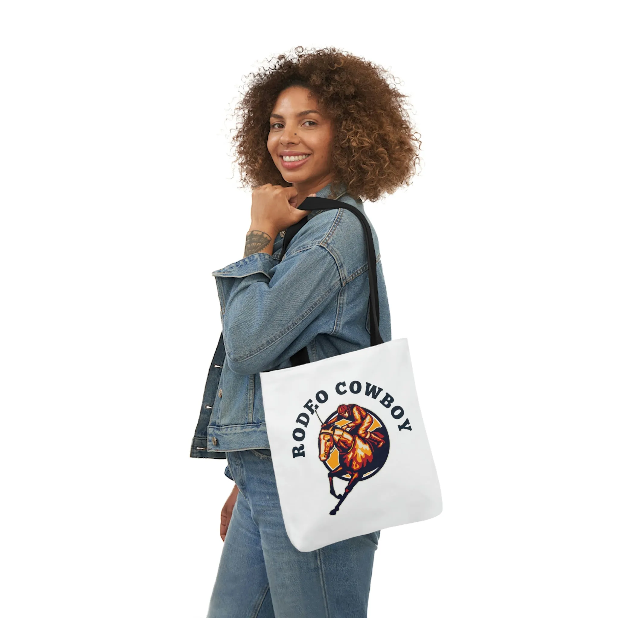 Rodeo Cowboy Horse POD Polyester Canvas Tote Bag (AOP)