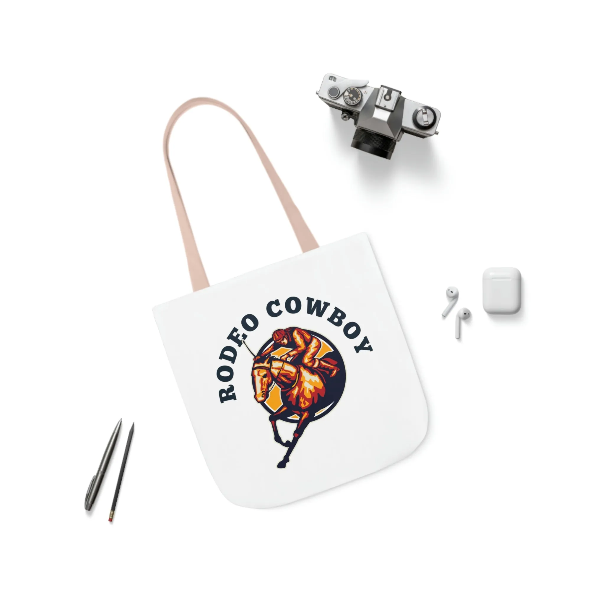 Rodeo Cowboy Horse POD Polyester Canvas Tote Bag (AOP)