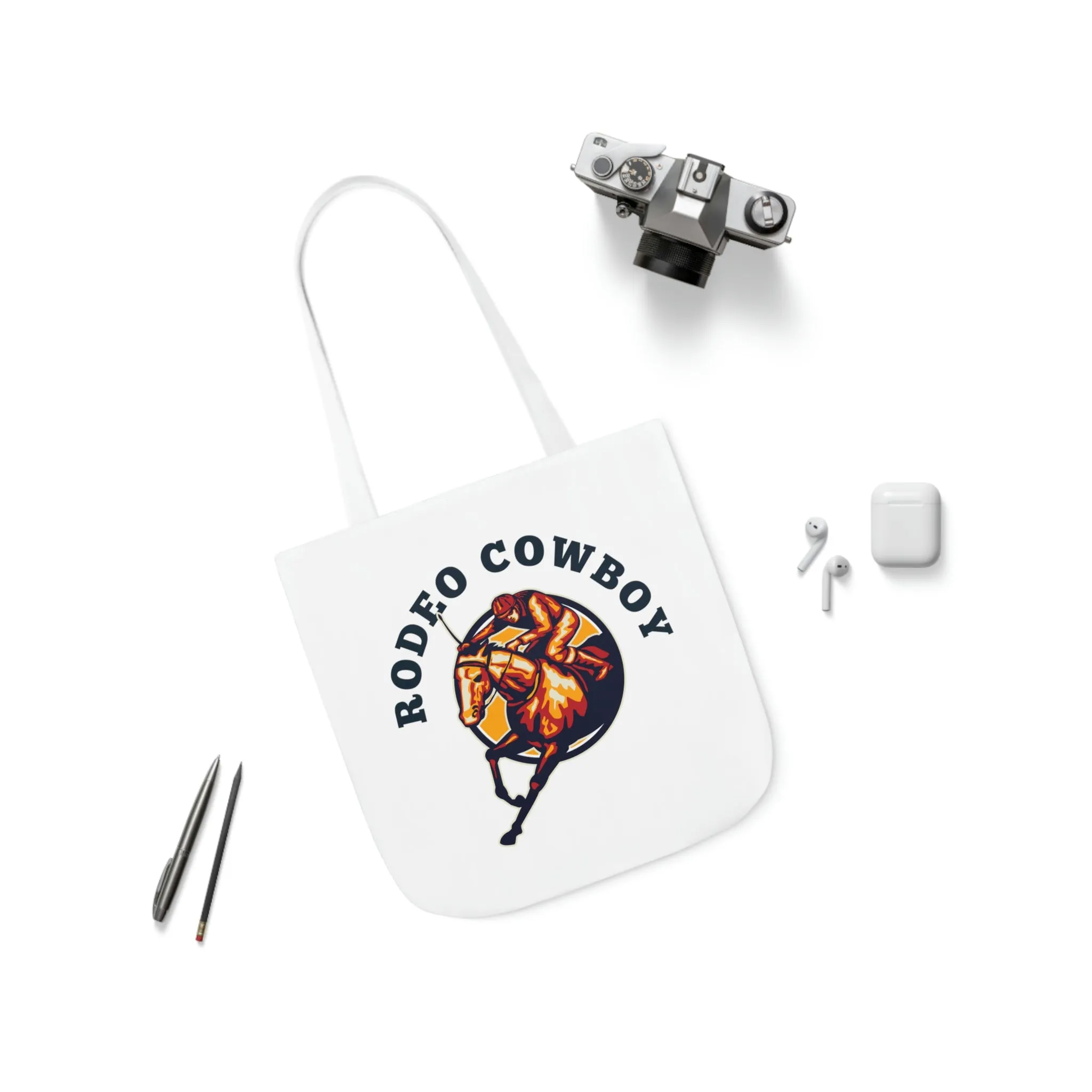 Rodeo Cowboy Horse POD Polyester Canvas Tote Bag (AOP)