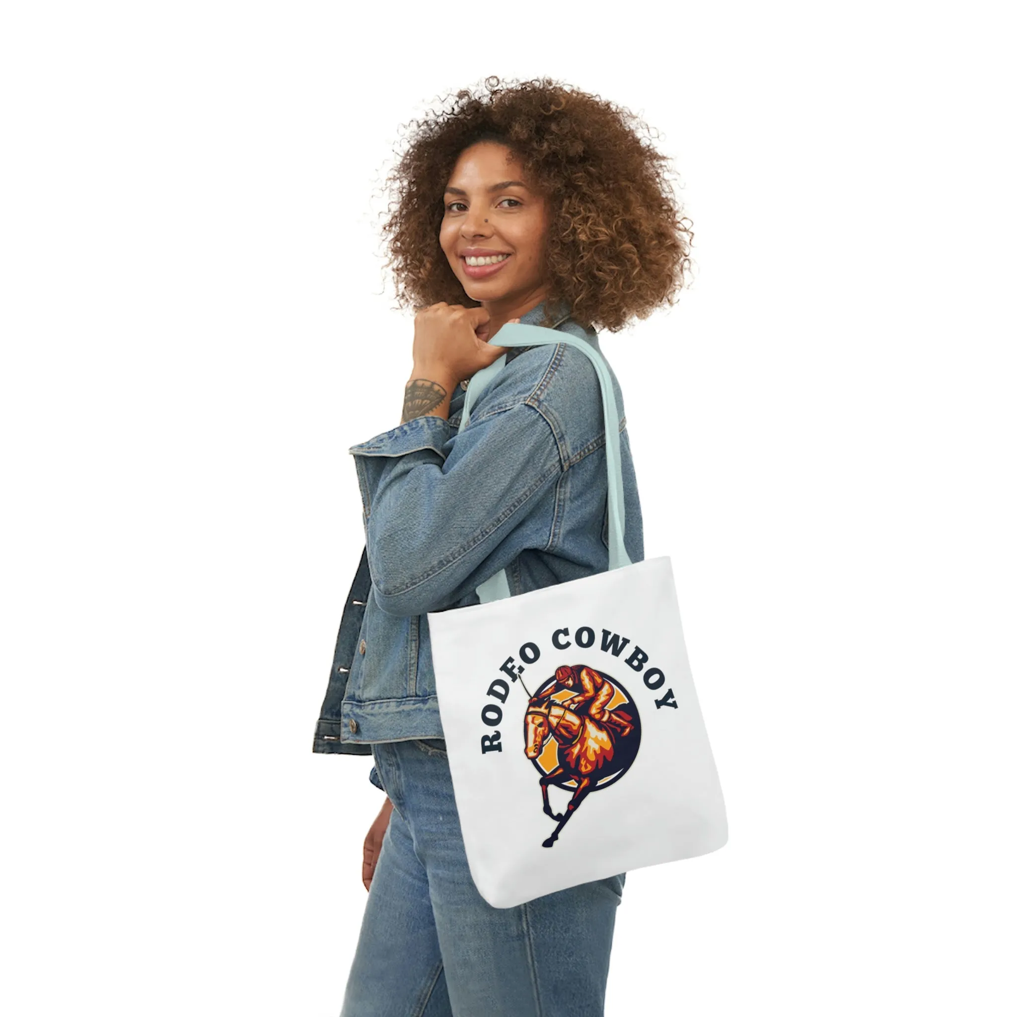 Rodeo Cowboy Horse POD Polyester Canvas Tote Bag (AOP)