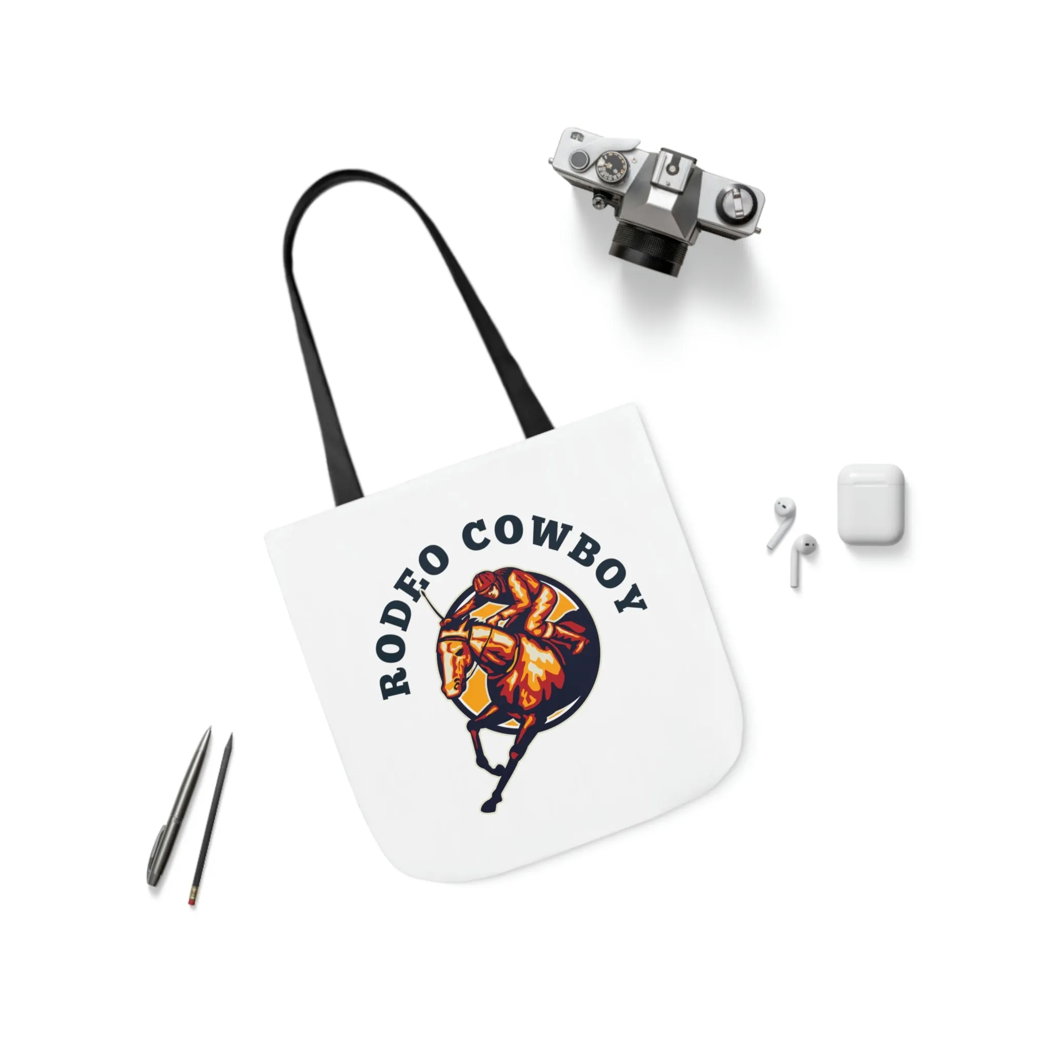Rodeo Cowboy Horse POD Polyester Canvas Tote Bag (AOP)