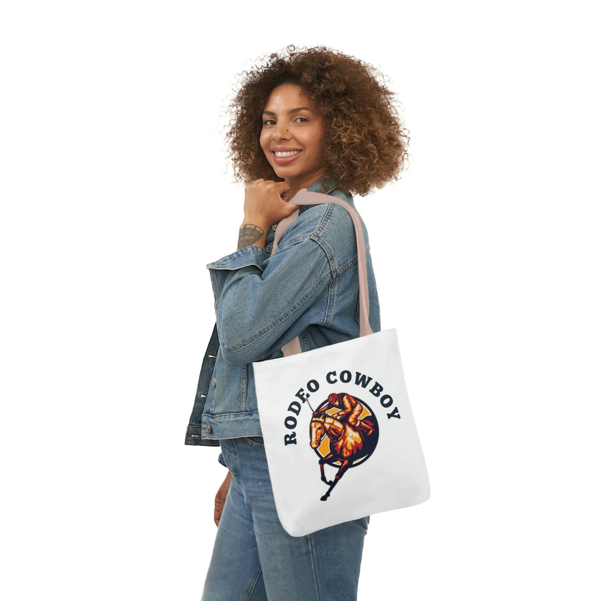 Rodeo Cowboy Horse POD Polyester Canvas Tote Bag (AOP)