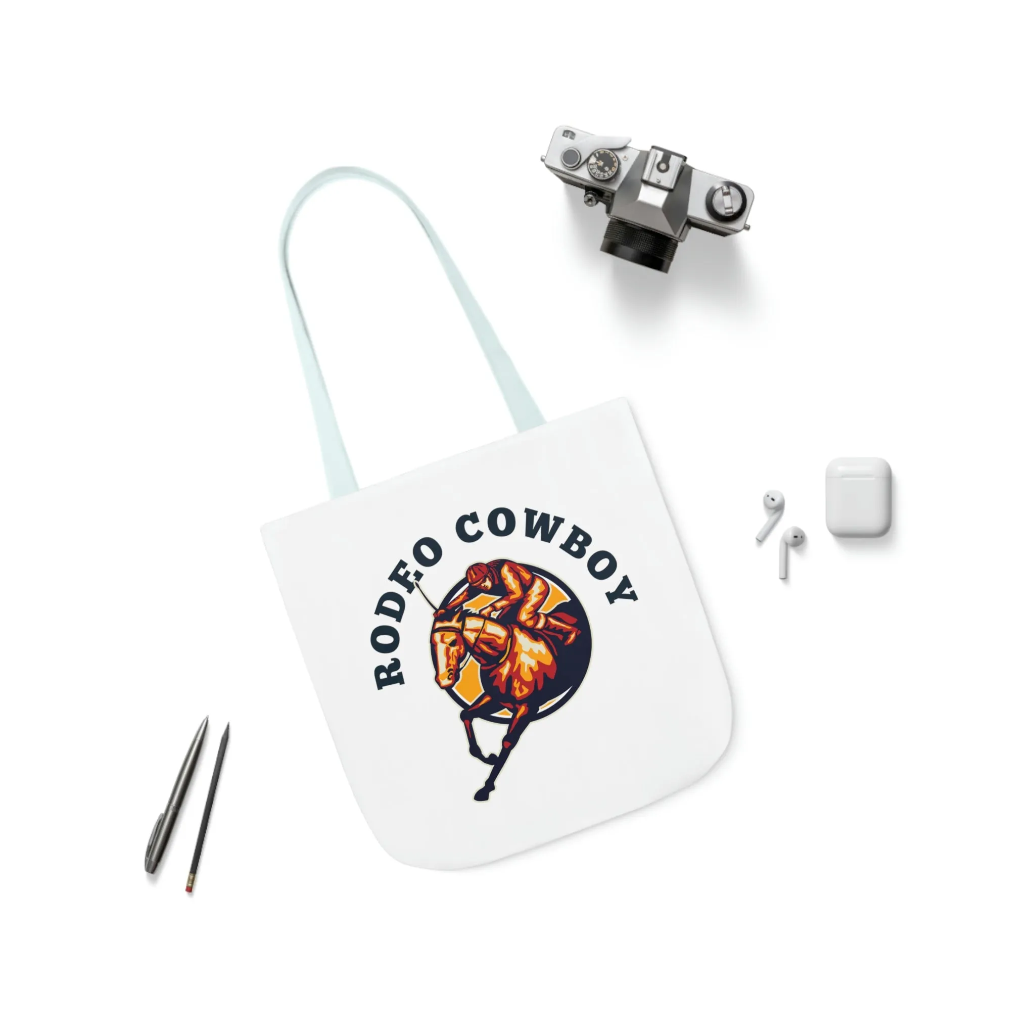 Rodeo Cowboy Horse POD Polyester Canvas Tote Bag (AOP)