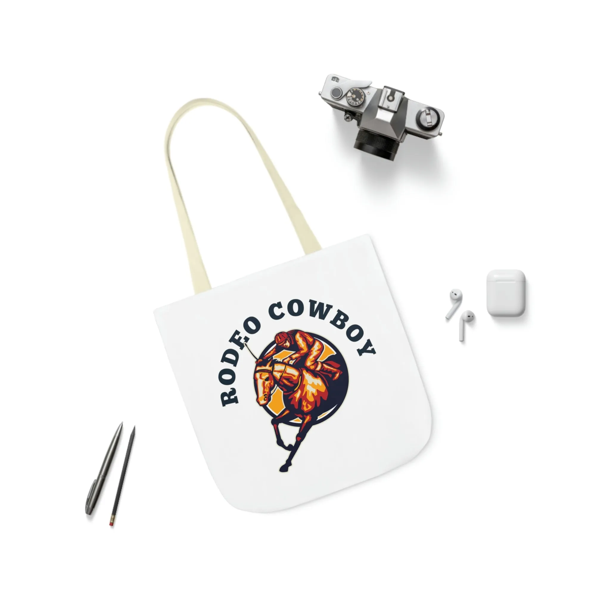 Rodeo Cowboy Horse POD Polyester Canvas Tote Bag (AOP)