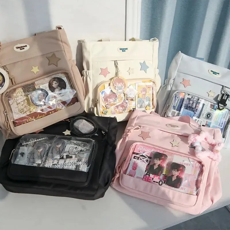 Sohiwoo Canvas  ita bag Crossbody Bag women High-capacity Display Shoulder Bags Girls Preppy Style Underarm Bags Bolsa Сумка