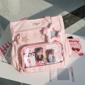 Sohiwoo Canvas  ita bag Crossbody Bag women High-capacity Display Shoulder Bags Girls Preppy Style Underarm Bags Bolsa Сумка