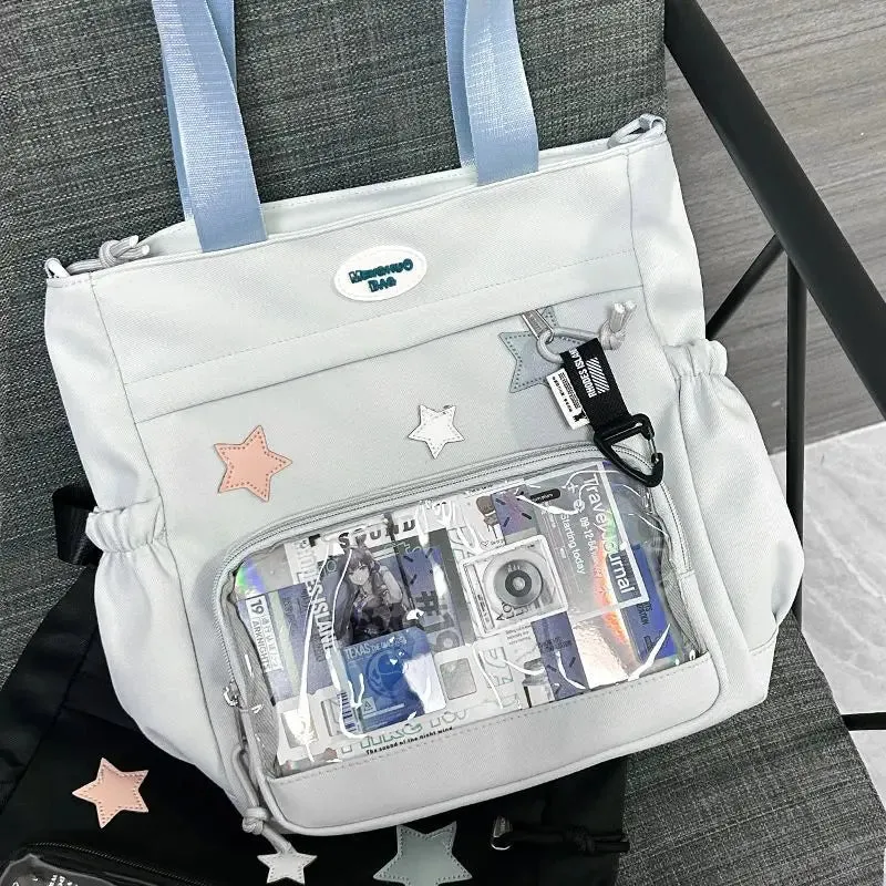 Sohiwoo Canvas  ita bag Crossbody Bag women High-capacity Display Shoulder Bags Girls Preppy Style Underarm Bags Bolsa Сумка