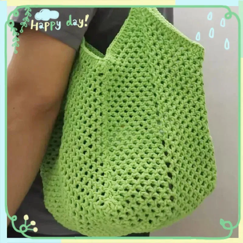Sohiwoo Handwoven Colorful Flower Shoulder Bag Pattern Splice Hollow out Handbag Paper Napkin Bag Key Bag Women's Storage Bag