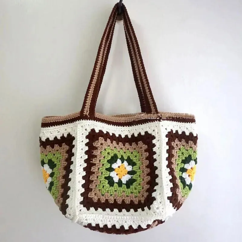 Sohiwoo Handwoven shoulder bag, crossbody bag, grandmother pattern handbag, women's mobile phone bag, fashionable and beautiful