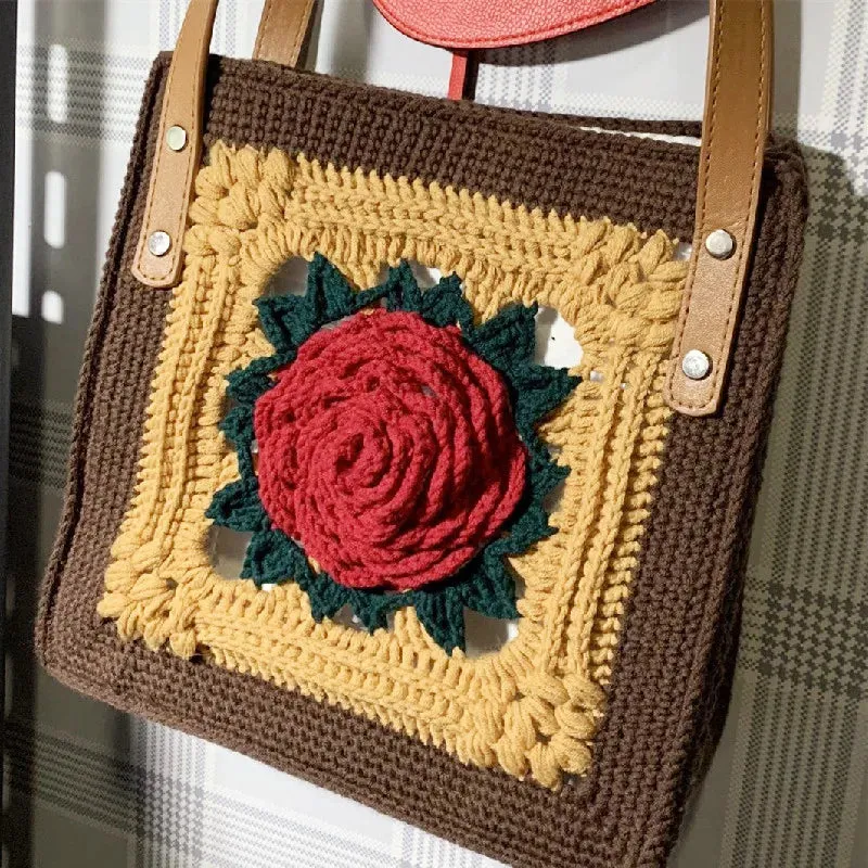 Sohiwoo Handwoven shoulder bag, crossbody bag, grandmother pattern handbag, women's mobile phone bag, fashionable and beautiful