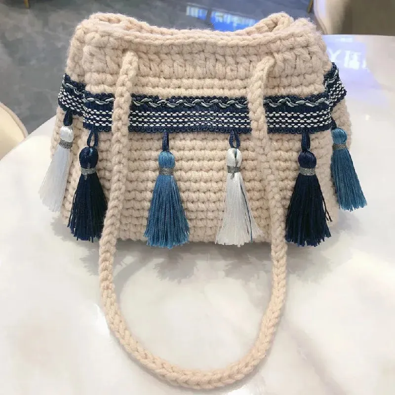 Sohiwoo Handwoven shoulder bag, crossbody bag, grandmother pattern handbag, women's mobile phone bag, fashionable and beautiful