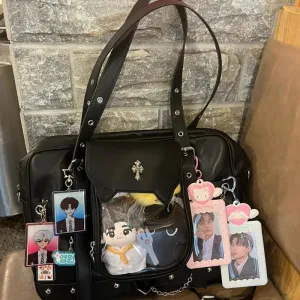Sohiwoo Harajuku Black Ita Bags Backpack Women Sweet Cool Transparent Large Capacity Handbag Ladies Japanese Y2k Backpacks Chic