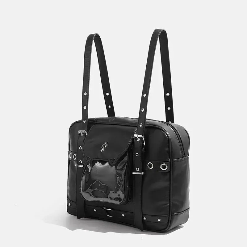 Sohiwoo Harajuku Black Ita Bags Backpack Women Sweet Cool Transparent Large Capacity Handbag Ladies Japanese Y2k Backpacks Chic