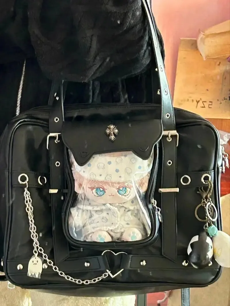 Sohiwoo Harajuku Black Ita Bags Backpack Women Sweet Cool Transparent Large Capacity Handbag Ladies Japanese Y2k Backpacks Chic