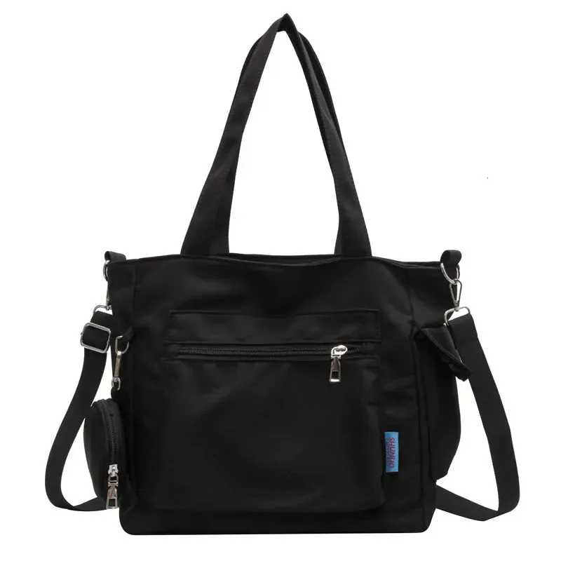 Sohiwoo Simplicity Oxford Canvas Composite Shoulder Bag Solid Color Versatile Lazy Style Crossbody Bag Large Capacity Commuter Tote Bag