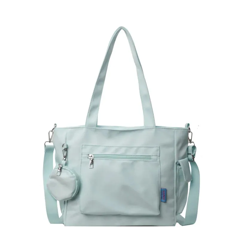 Sohiwoo Simplicity Oxford Canvas Composite Shoulder Bag Solid Color Versatile Lazy Style Crossbody Bag Large Capacity Commuter Tote Bag